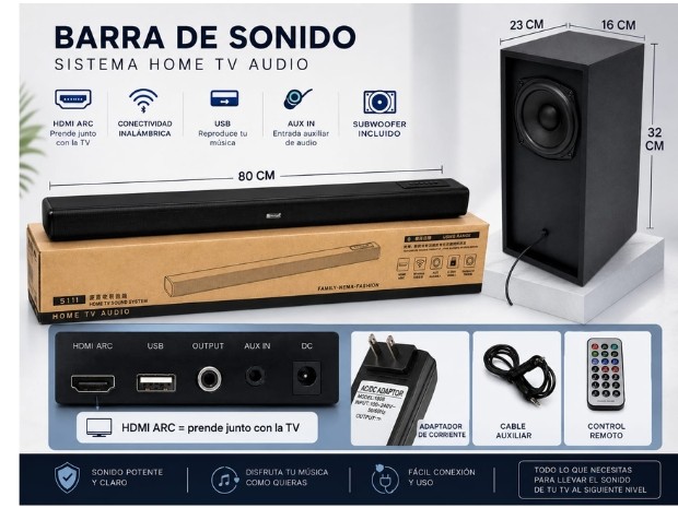 &uu PARLANTE BT BLUETOOTH BARRA + SUBWOOFER  (BLT058)